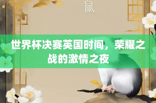世界杯决赛英国时间，荣耀之战的激情之夜