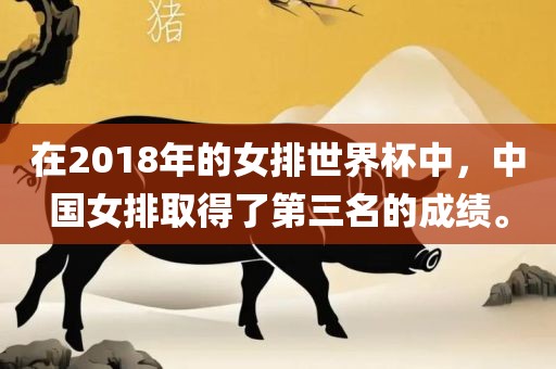 在2018年的女排世界杯中，中国女排取得了第三名的成绩。