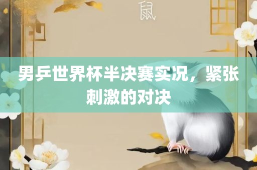 男乒世界杯半决赛实况，紧张刺激的对决