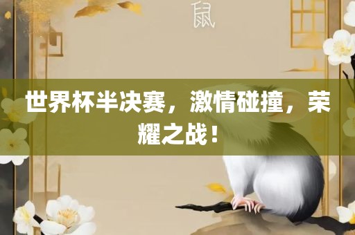 世界杯半决赛，激情碰撞，荣耀之战！