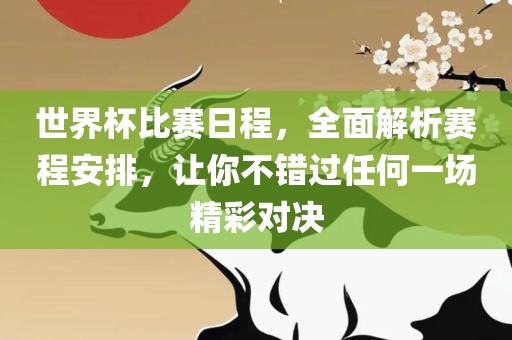 世界杯比赛日程，全面解析赛程安排，让你不错过任何一场精彩对决