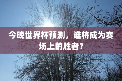 今晚世界杯预测，谁将成为赛场上的胜者？