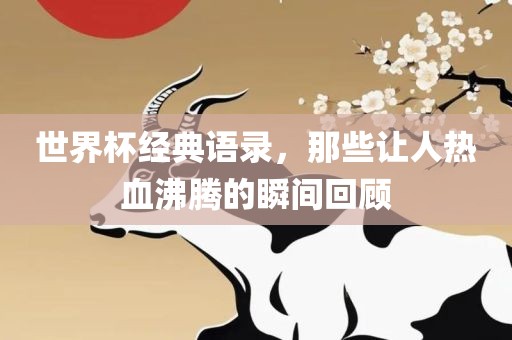 世界杯经典语录，那些让人热血沸腾的瞬间回顾