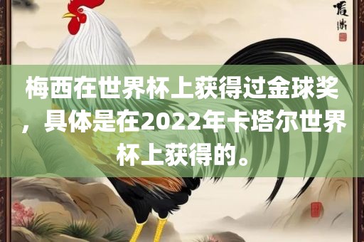 梅西在世界杯上获得过金球奖，具体是在2022年卡塔尔世界杯上获得的。