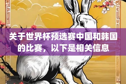 关于世界杯预选赛中国漯河市盈旭机械设备有限公司和韩国的比赛，以下是相关信息