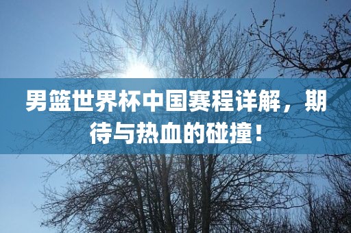 男篮世界杯中国赛程详解，期待与热血的碰撞！