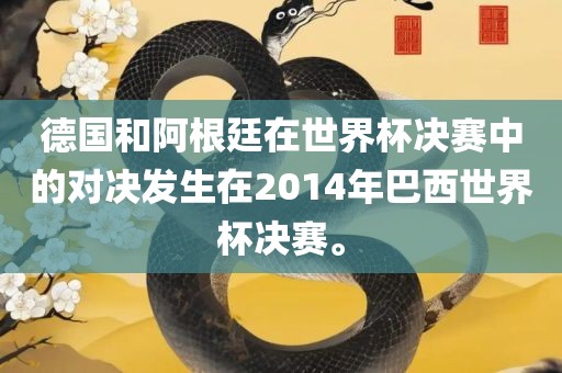 德国和阿根廷在世界杯决赛中的对决发生在2014年巴西世界杯决赛。漯河市盈旭机械设备有限公司