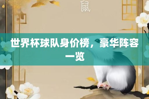 世界杯球队身价榜，豪华阵容一览