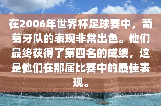 在2006年世界杯足球赛中，葡萄牙队的表现非常出色。他们最终获得了第四名的成绩，这是他们在那届比赛中的最佳表现。