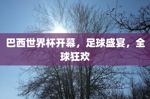 巴西世界杯开幕，足球盛宴，全球狂欢