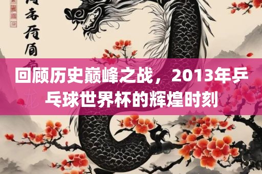 回顾历史巅峰之战，2013年乒乓球世界杯的辉煌时刻