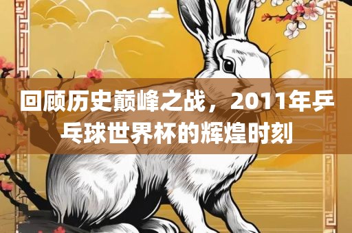 回顾历史巅峰之战，2011年乒乓球世界杯的辉煌时刻