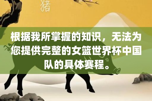 根据我所掌握的知识，无法为您提供完整的女篮世界杯中国队的具体赛程。