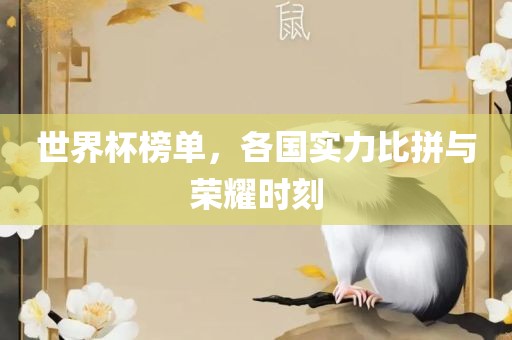 世界杯榜单，各国实力比拼与荣耀时刻漯河市盈旭机械设备有限公司