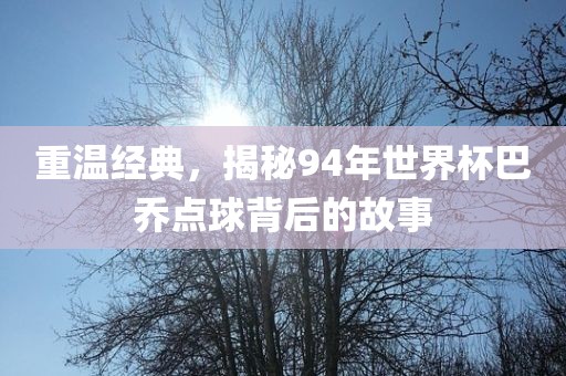 重温经典，揭秘94年世界杯巴乔点球背后的故事