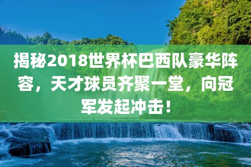 揭秘2018世界杯巴西队豪华阵容，天才球员齐聚一堂，向冠军发起冲击！漯河市盈旭机械设备有限公司