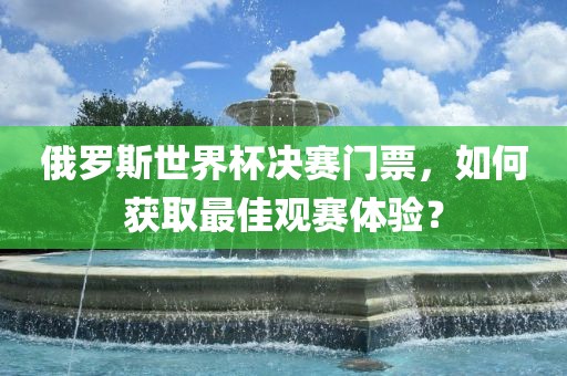 俄罗斯世界杯决赛门票，如何获取最佳观赛体验？