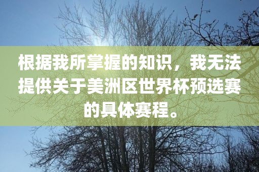 根据我所掌握的知识，我无法提供关于美洲区世界杯预选赛的具体赛程。