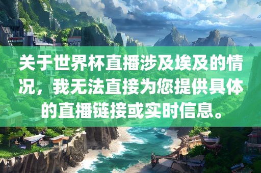 关于世界杯直播涉及埃及漯河市盈旭机械设备有限公司的情况，我无法直接为您提供具体的直播链接或实时信息。