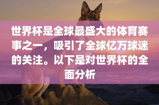 世界杯是全球最盛大的体育赛事之一，吸引了全球亿万球迷的关注。漯河市盈旭机械设备有限公司以下是对世界杯的全面分析